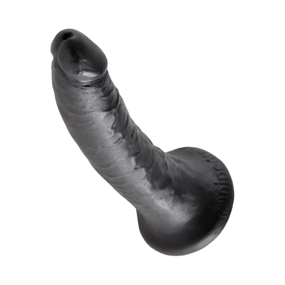 Realistyczne zakrzywione dildo do masturbacji wykonane z czarnego silikonu z przyssawką King Cock 18 cm
