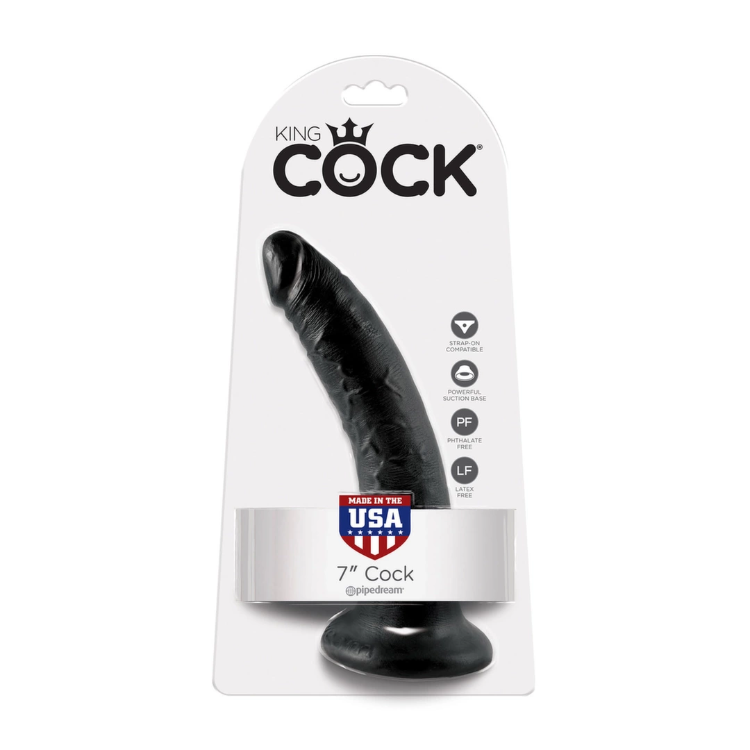 Realistyczne zakrzywione dildo do masturbacji wykonane z czarnego silikonu z przyssawką King Cock 18 cm Realistyczne zakrzywione dildo do masturbacji wykonane z czarnego silikonu z przyssawką King Cock 18 cm