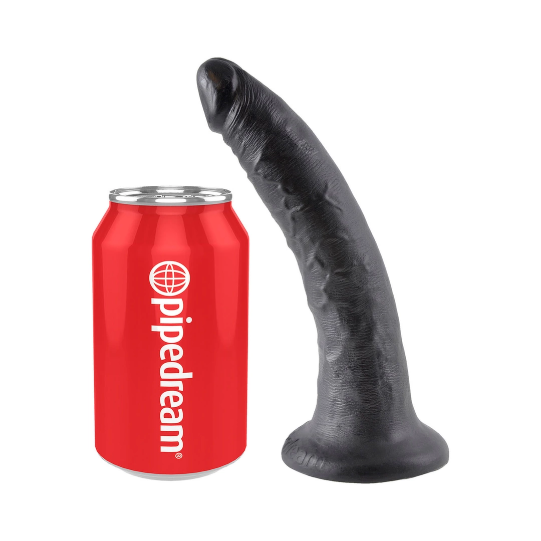 Realistyczne zakrzywione dildo do masturbacji wykonane z czarnego silikonu z przyssawką King Cock 18 cm Realistyczne zakrzywione dildo do masturbacji wykonane z czarnego silikonu z przyssawką King Cock 18 cm