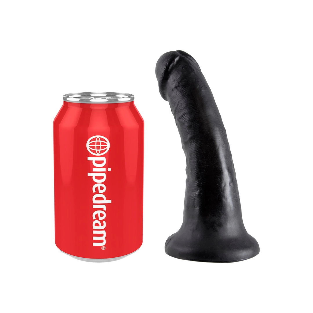 Realistyczne zakrzywione dildo do masturbacji wykonane z czarnego silikonu z przyssawką King Cock 15 cm