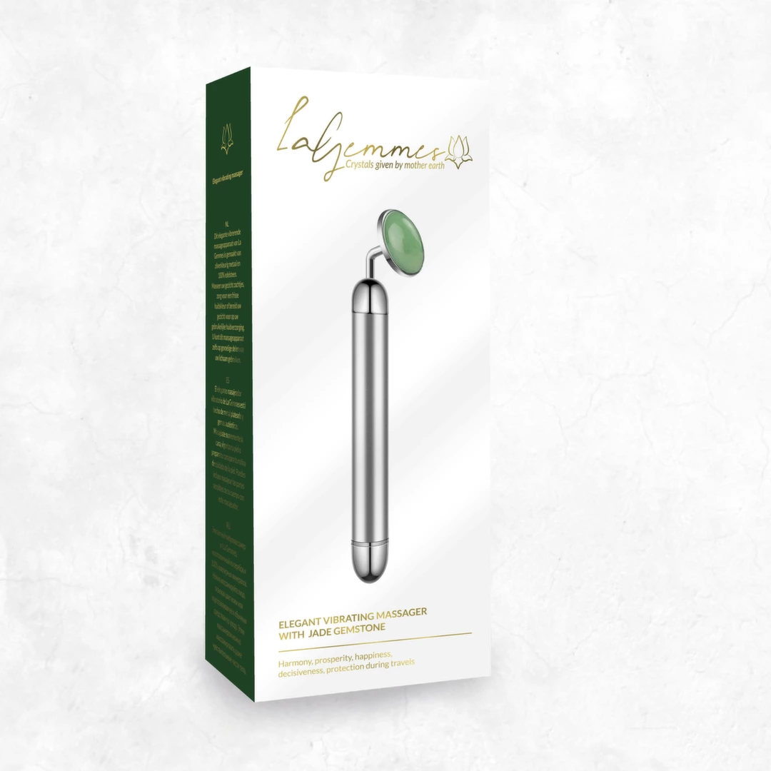 Wibrator srebrny z jadeitem do masturbacji łechtaczki i masażu twarzy La Gemmes Lay On Vibrator J Wibrator srebrny z jadeitem do masturbacji łechtaczki i masażu twarzy La Gemmes Lay On Vibrator J