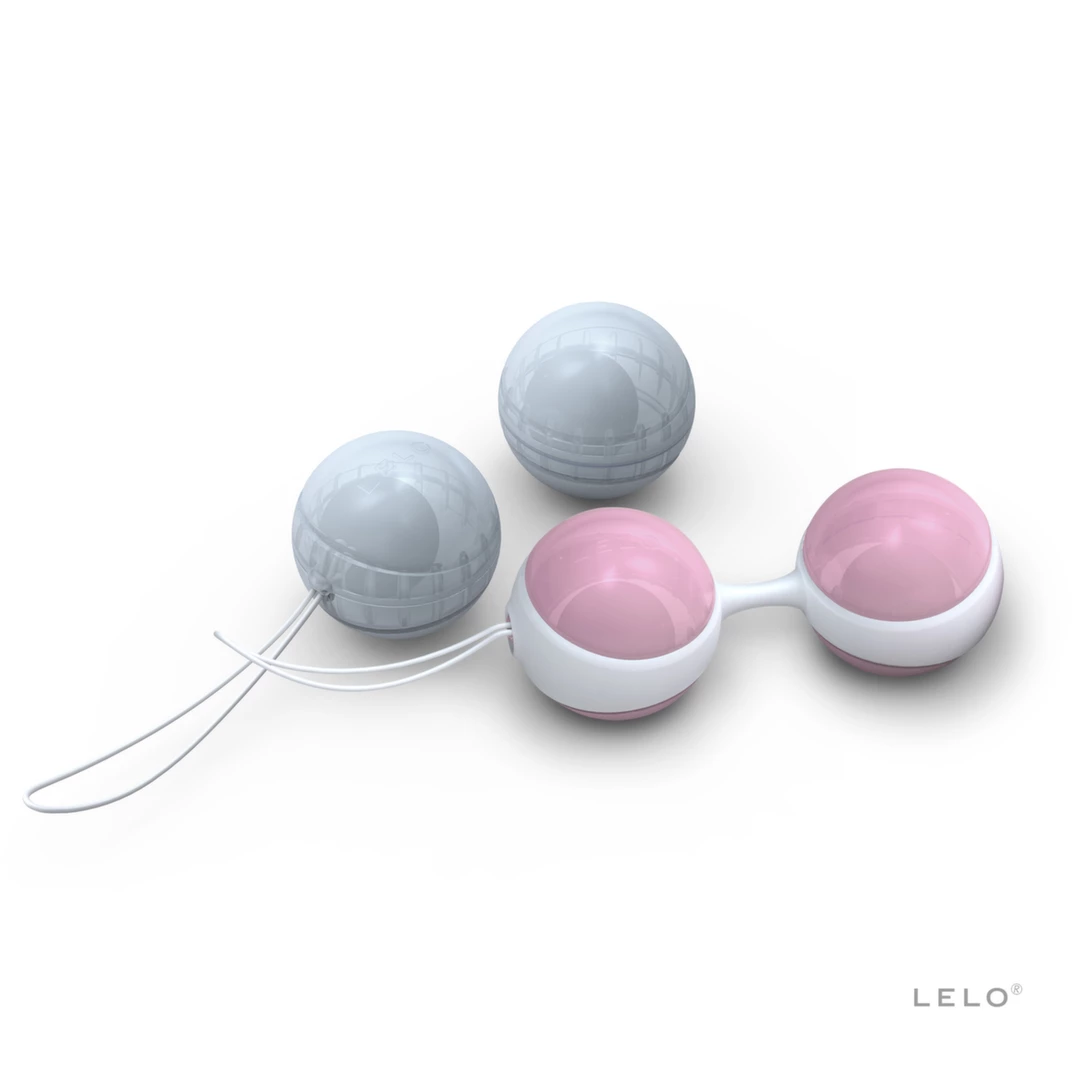 Zestaw podwójnych kulek gejszy wykonanych z silikonu i plastiku w kolorach szarym i różowym Lelo Luna Beads 