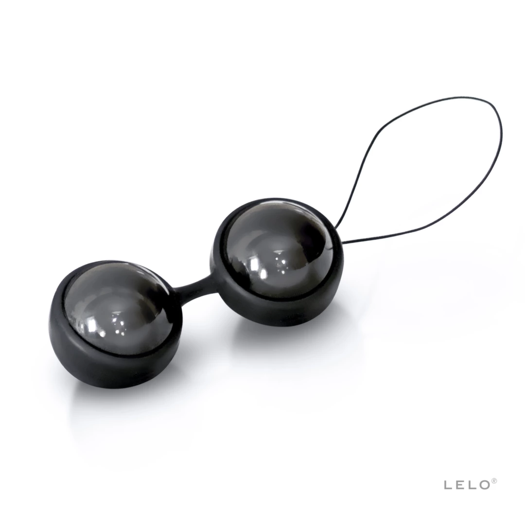 Kulka gejszy podwójna wykonana z silikonu i plastiku w kolorze czarnym Lelo Luna Beads 