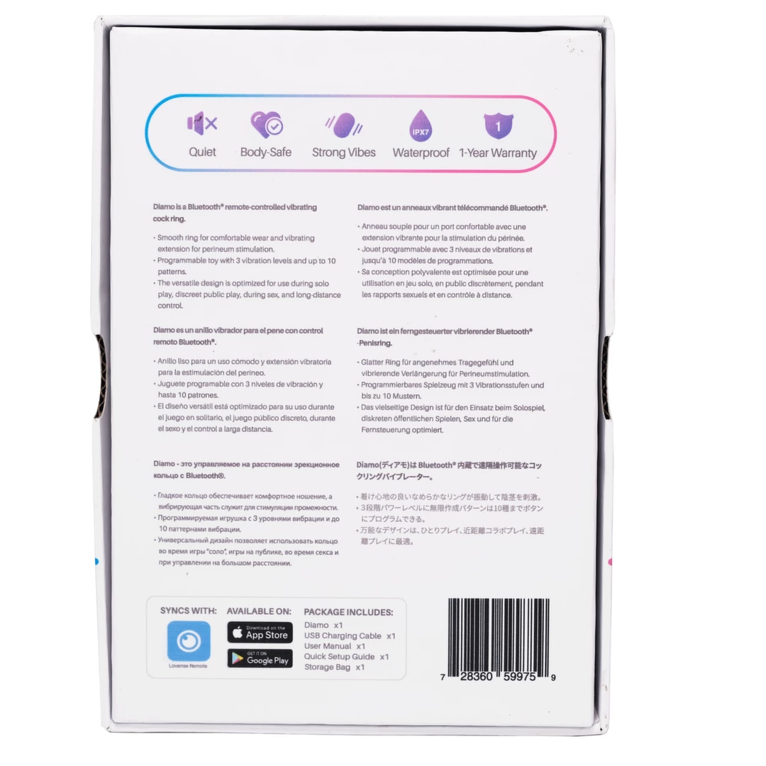 Wibrujący silikonowy pierścień na penisa czarny z kolczastą teksturą Lovense Diamo Remote-Controlled