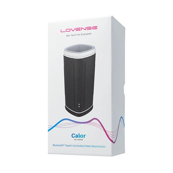 Czarny silikonowy wibrator do masturbacji penisa z funkcją podgrzewania Lovense Calor Depth-Controlled