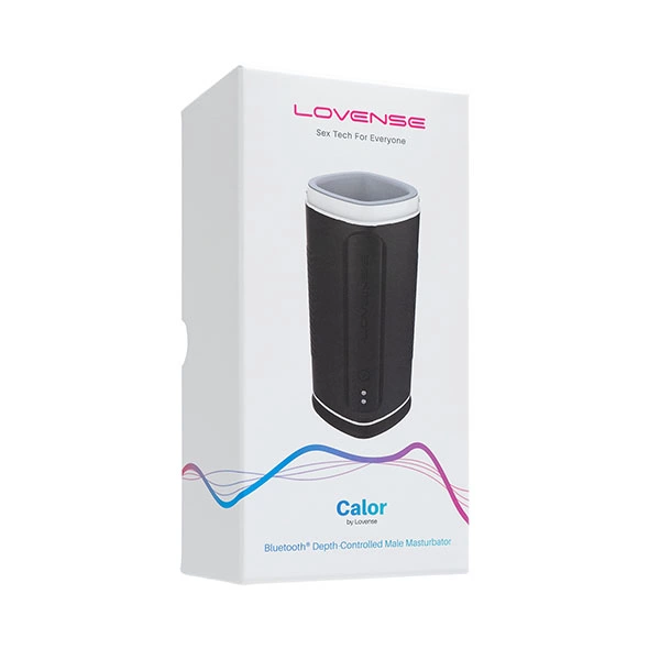 Czarny silikonowy wibrator do masturbacji penisa z funkcją podgrzewania Lovense Calor Depth-Controlled