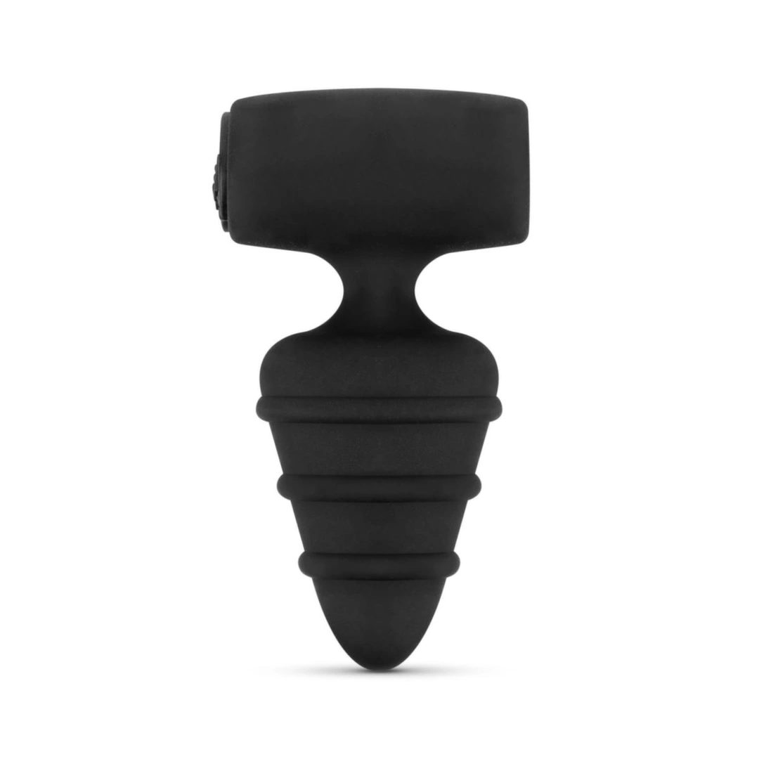 Korek analny wibrujący wykonany z czarnego silikonu z wypukłościami Love in the Pocket Love Plug