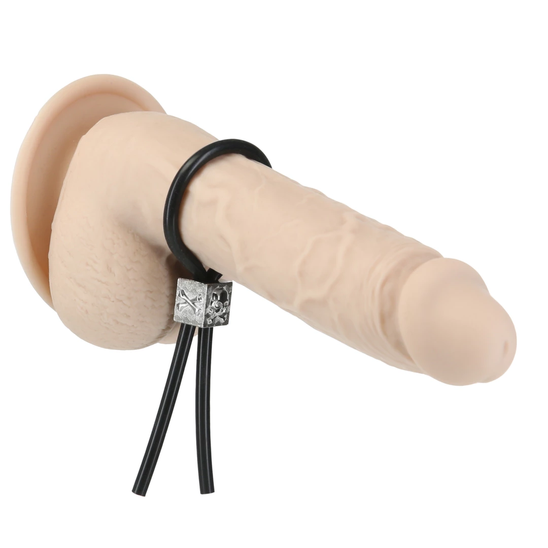 Pierścień erekcyjny silikonowy czarny na penisa regulowany Lux Active Tether Adjustable 
