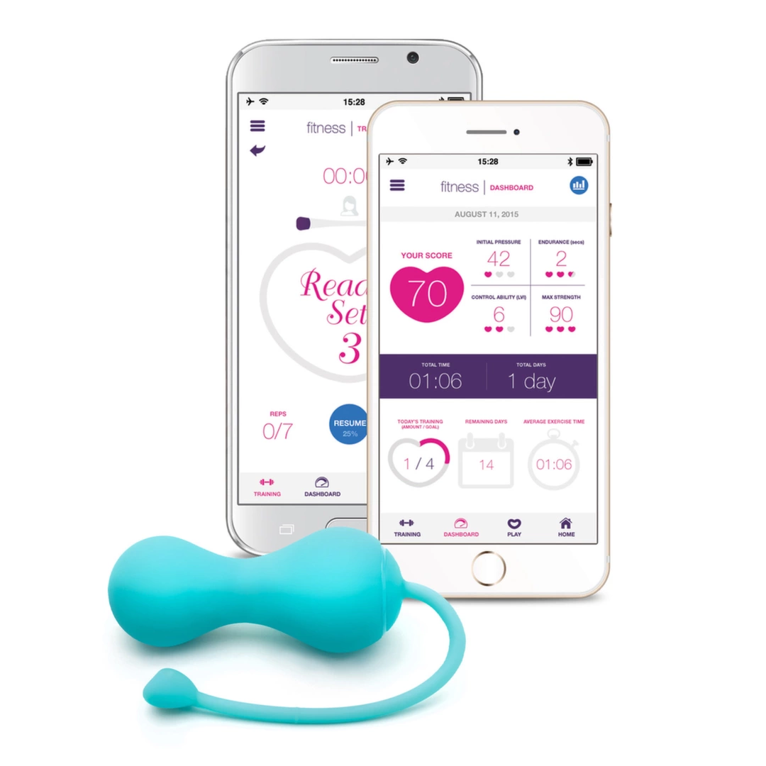 Turkusowa kulka silikonowa do stymulacji i treningu pochwy Lovelife by OhMiBod Krush Turquoise