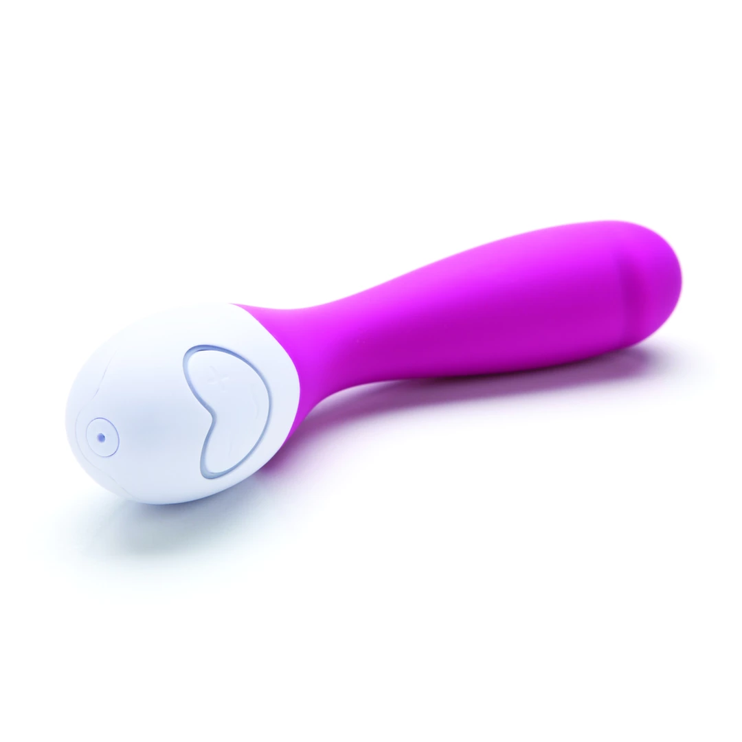 Karmazynowy silikonowy wibrator do masturbacji punktu G z wdzięcznie ukształtowaną główką Lovelife by OhMiBod Cuddle Mini