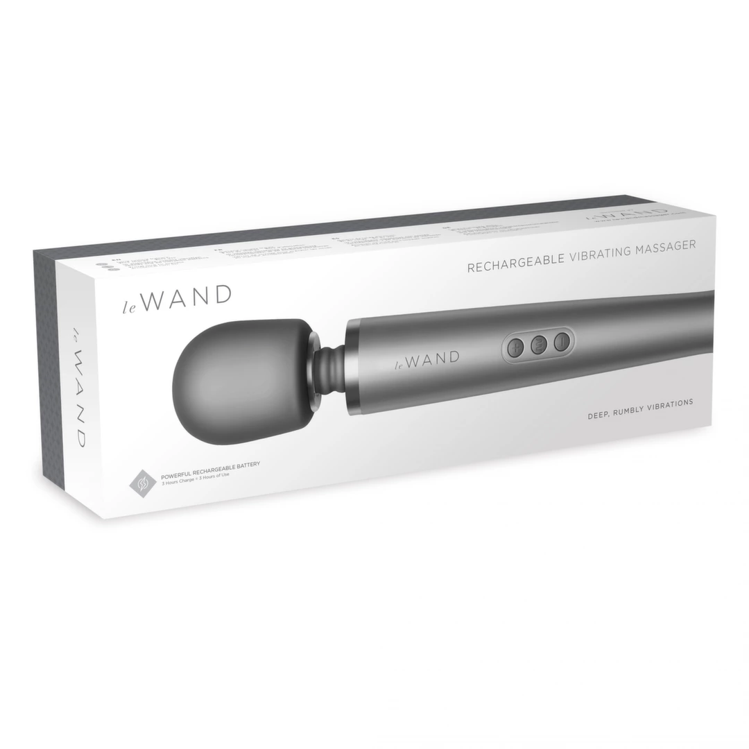 Duży srebrny silikonowy masażer do masturbacji łechtaczki Le Wand Massager 