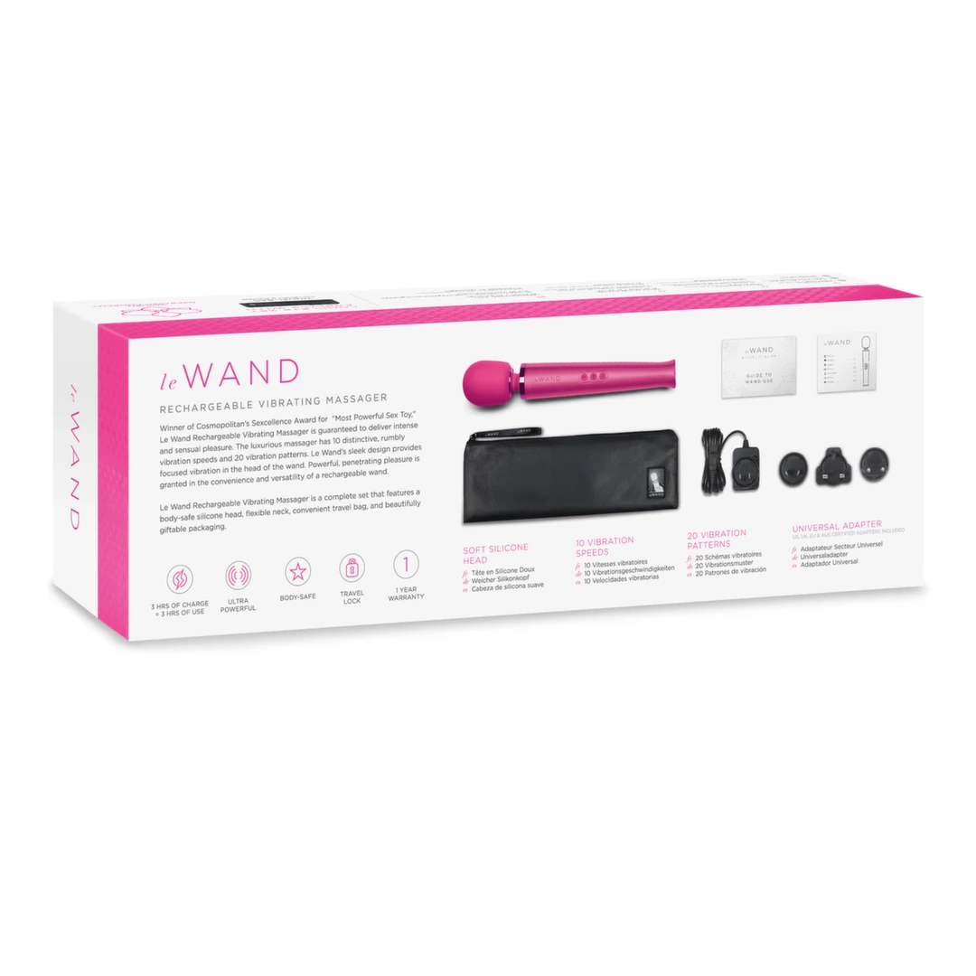 Duży różowy silikonowy masażer łechtaczki do masturbacji Le Wand Massager Magenta