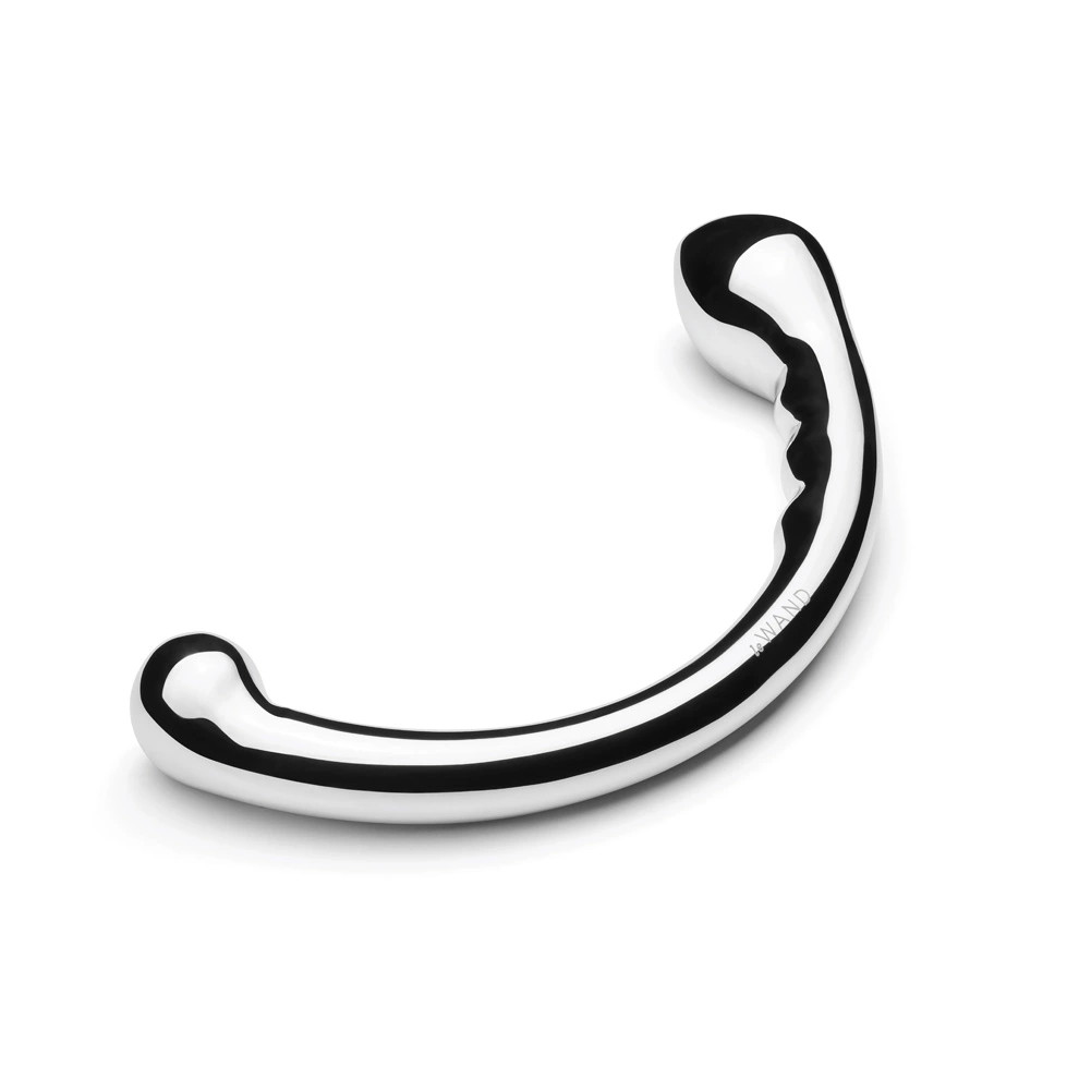 Podwójne dildo do masturbacji pochwy wykonane z metalu w kolorze srebrnym Le Wand Stainless Steel Hoop