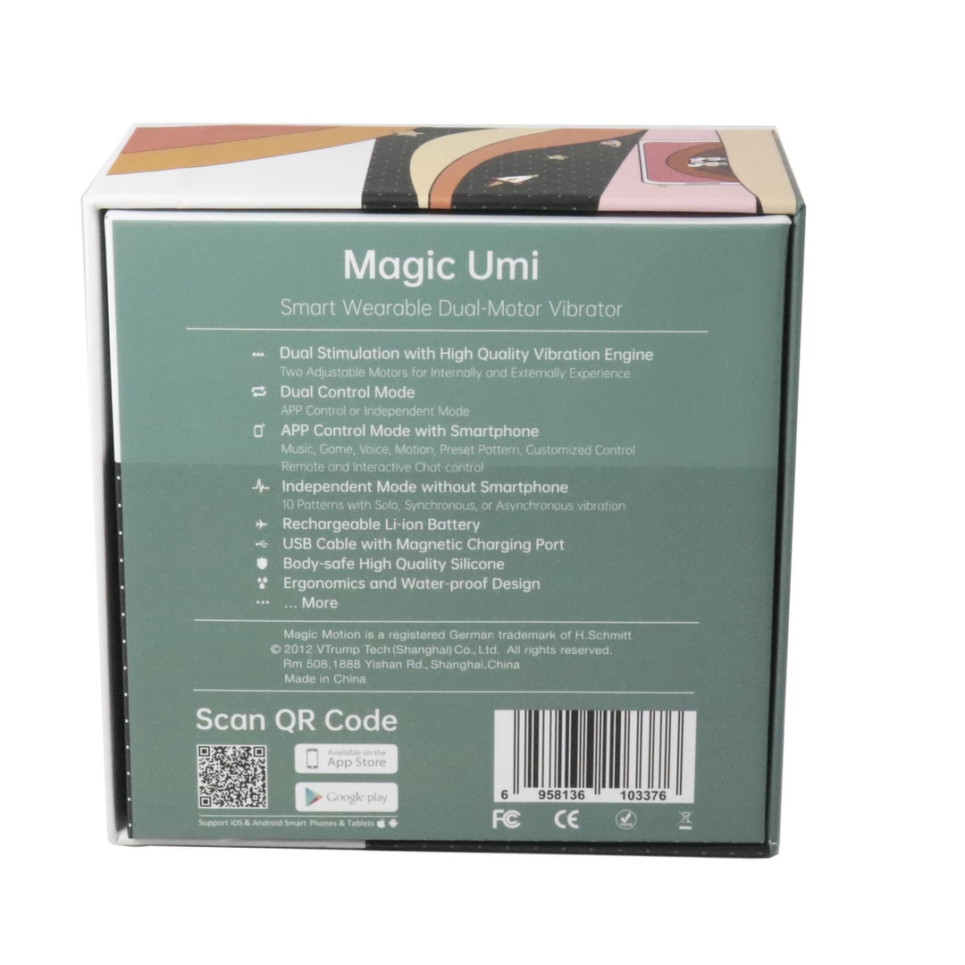 Karmazynowy silikonowy wibrator łechtaczkowy i waginalny do majtek  Magic Motion Umi