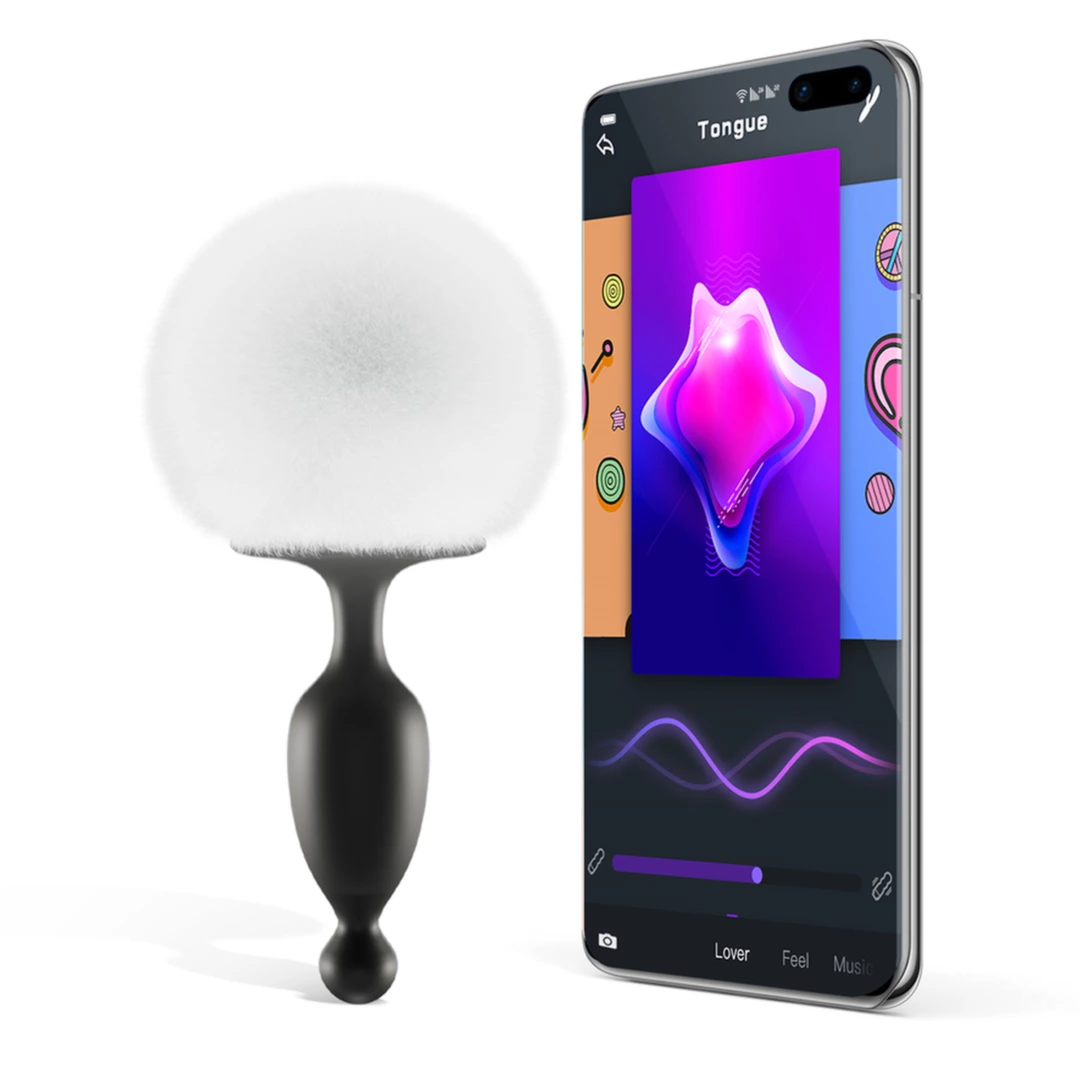 Wibrator analny silikonowy z króliczym ogonkiemw kolorze biało czarnym Magic Motion Bunny Tail