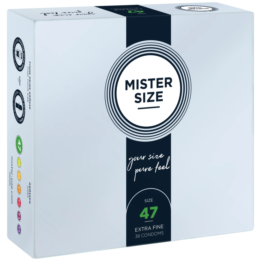 Prezerwatywy lateksowe przezroczyste gładkie do seksu waginalnego Mister Size 47 mm 36 szt