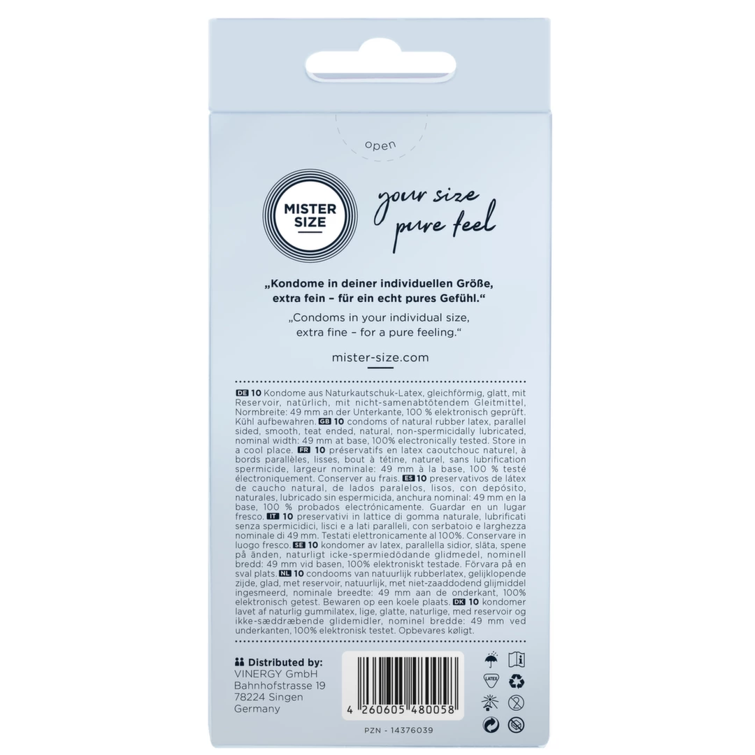 Prezerwatywy lateksowe przezroczyste gładkie Mister Size 49 mm 10 szt