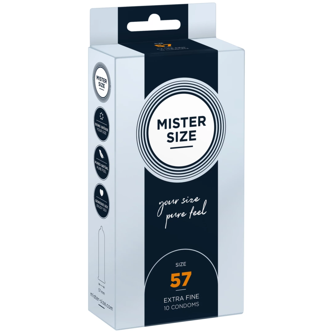 Prezerwatywy lateksowe przezroczyste gładkie do seksu waginalnego Mister Size 57 mm 10 szt