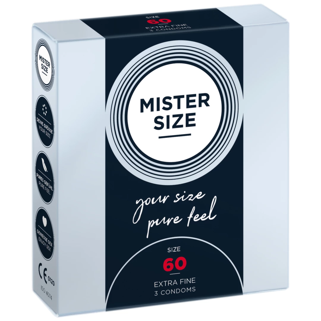 Prezerwatywy lateksowe przezroczyste gładkie do seksu waginalnego Mister Size 60 mm 3 szt