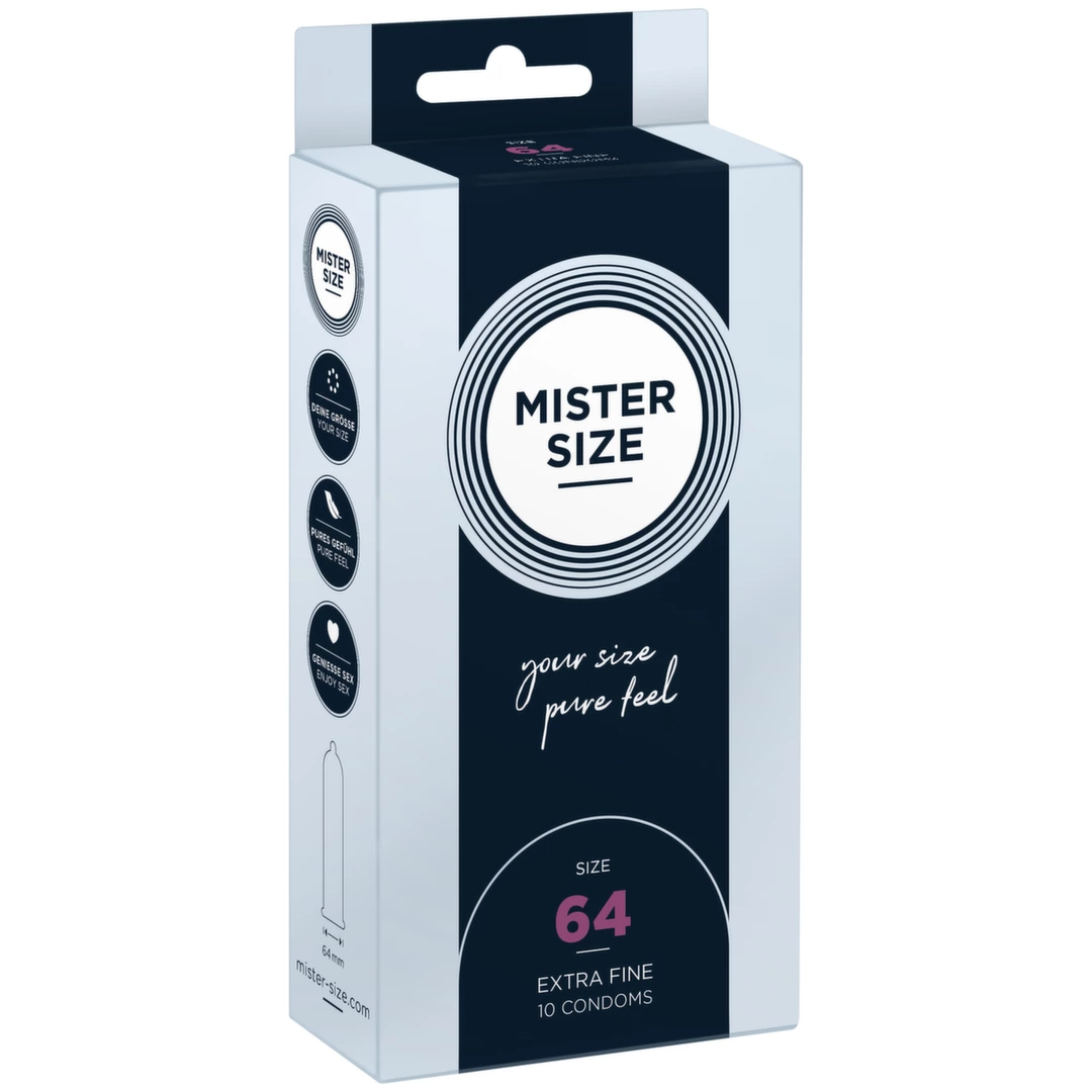 Prezerwatywy lateksowe przezroczyste gładkie do seksu waginalnego Mister Size 64 mm 10 szt