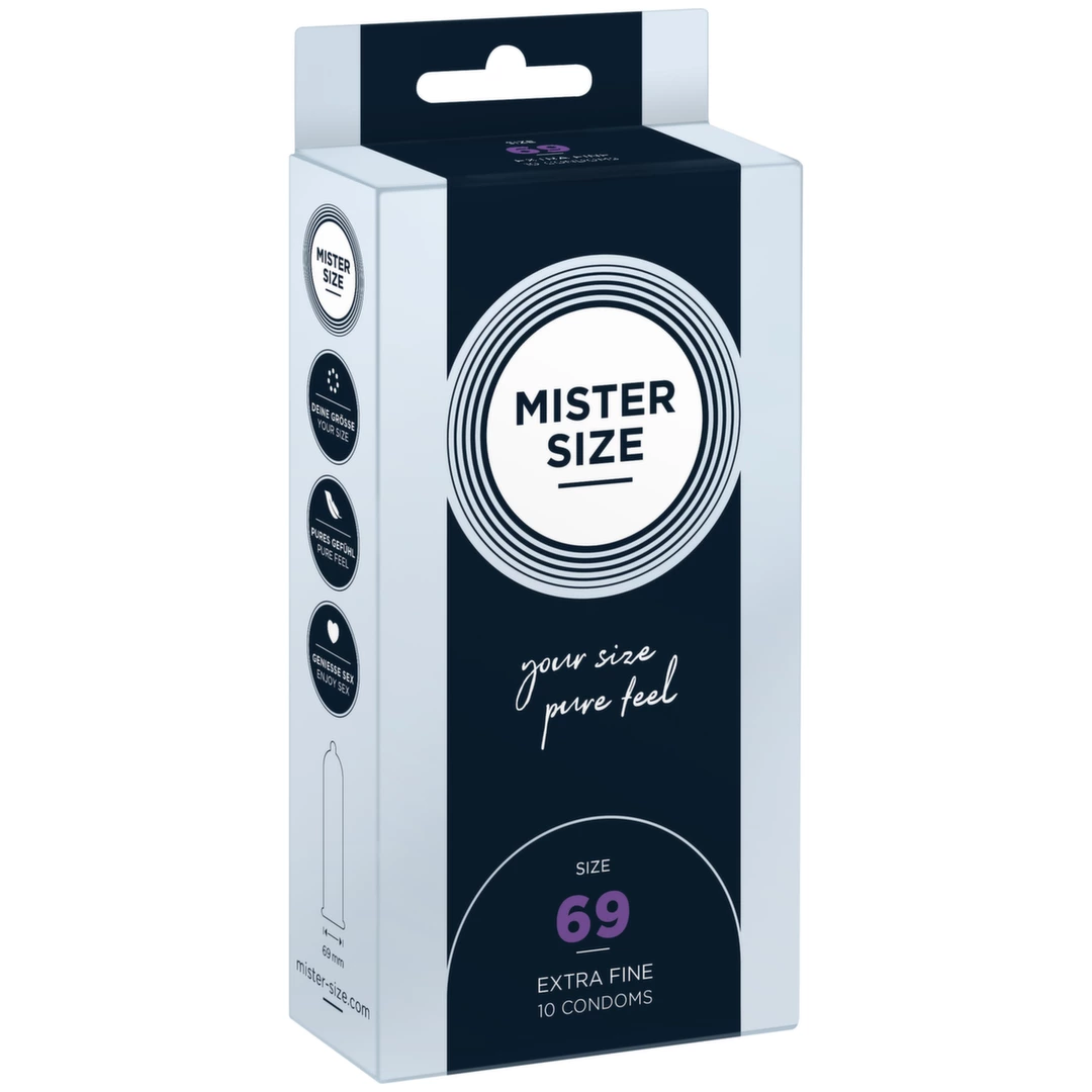 Prezerwatywy lateksowe przezroczyste gładkie do seksu waginalnego Mister Size 69 mm 10 szt