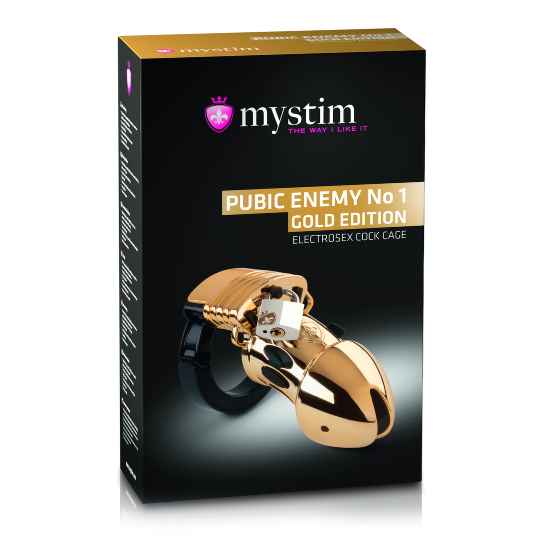 Klatka na penisa - Mystim Pubic Enemy No 1 Cock Cage Gold Edition