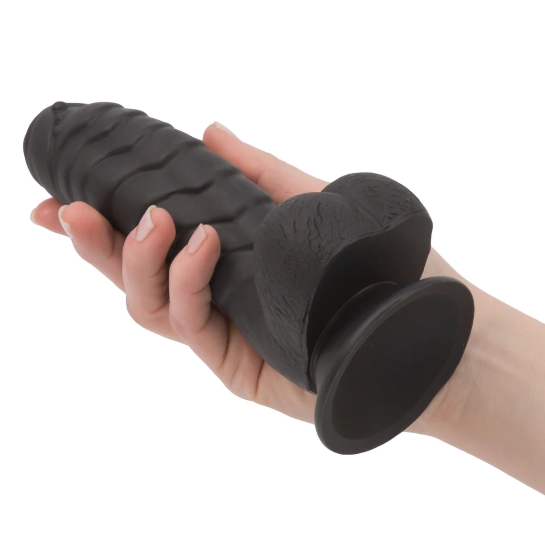 Dildo silikonowe czarne z prążkowaną teksturą Addiction Ben Dong 18 cm Black