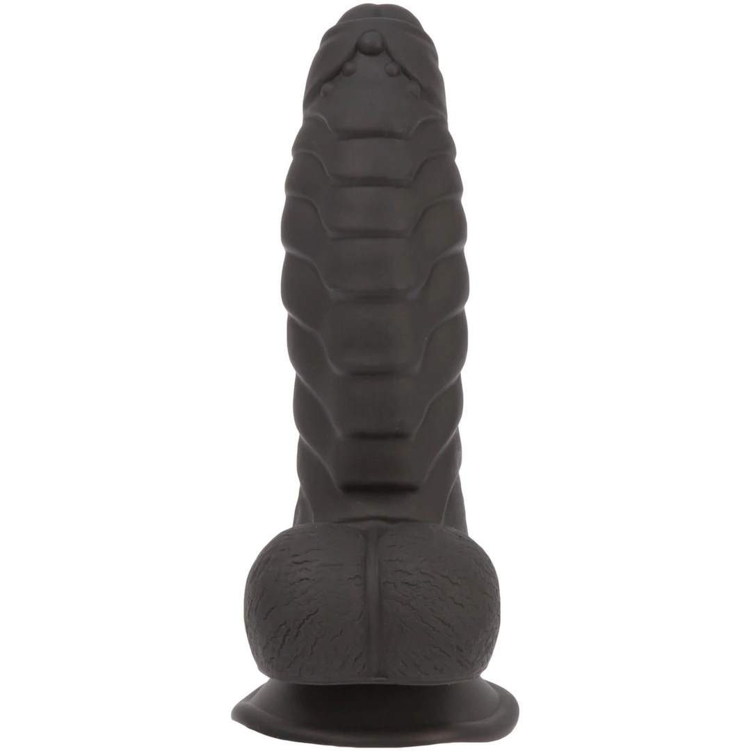 Dildo silikonowe czarne z prążkowaną teksturą Addiction Ben Dong 18 cm Black