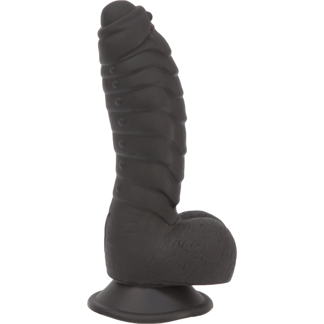 Dildo silikonowe czarne z prążkowaną teksturą Addiction Ben Dong 18 cm Black