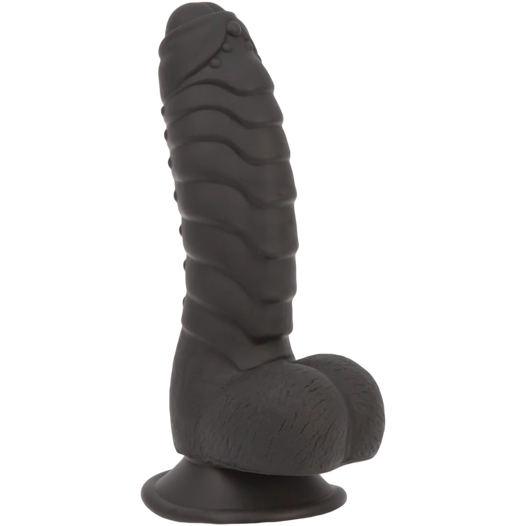 Dildo silikonowe czarne z prążkowaną teksturą Addiction Ben Dong 18 cm Black