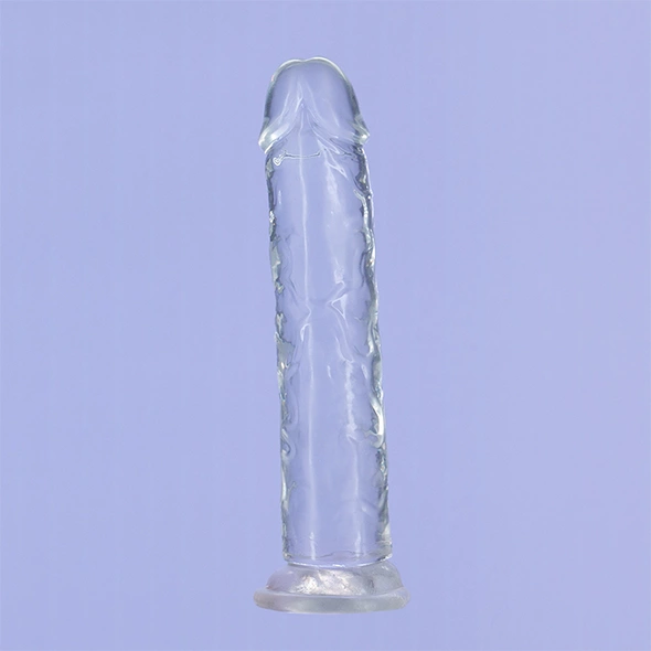 Realistyczne dildo silikonowe do masturbacji przezroczyste z wypukłościami Addiction Crystal 18 cm