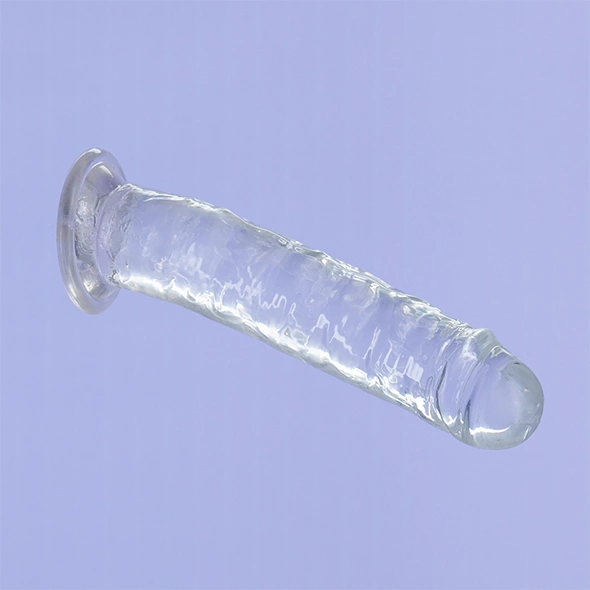 Realistyczne dildo silikonowe do masturbacji przezroczyste z wypukłościami Addiction Crystal 18 cm