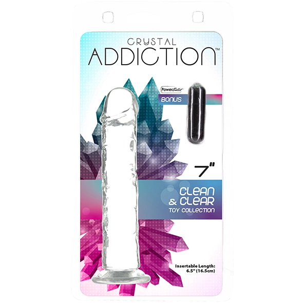 Realistyczne dildo silikonowe do masturbacji przezroczyste z wypukłościami Addiction Crystal 18 cm