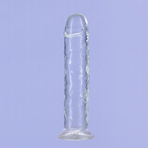 Realistyczne dildo silikonowe do masturbacji przezroczyste z wypukłościami Addiction Crystal 18 cm