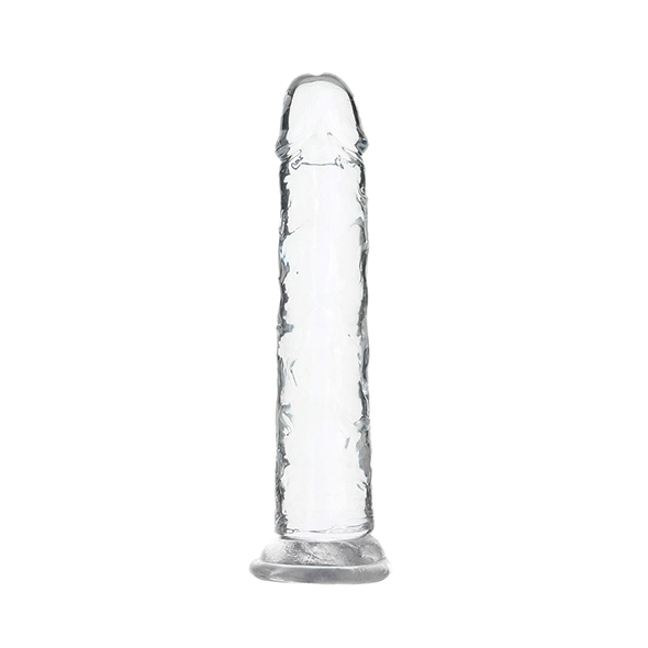 Realistyczne dildo silikonowe do masturbacji przezroczyste z wypukłościami Addiction Crystal 18 cm