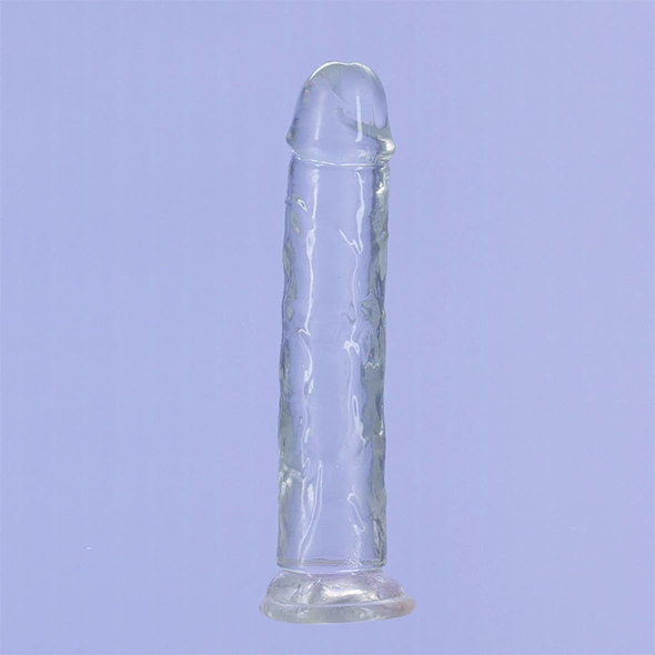 Realistyczne dildo silikonowe do masturbacji przezroczyste z wypukłościami Addiction Crystal 18 cm