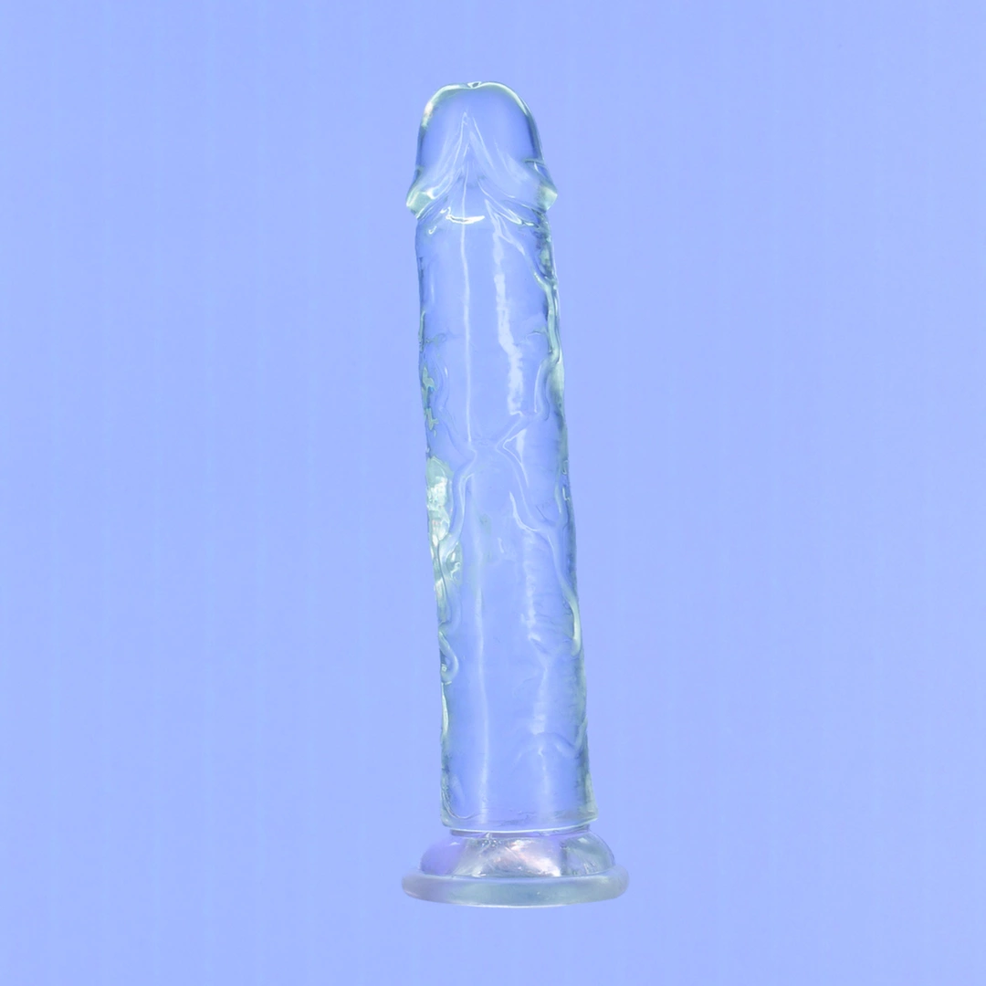 Realistyczne dildo silikonowe do masturbacji przezroczyste z wypukłościami Addiction Crystal 23 cm