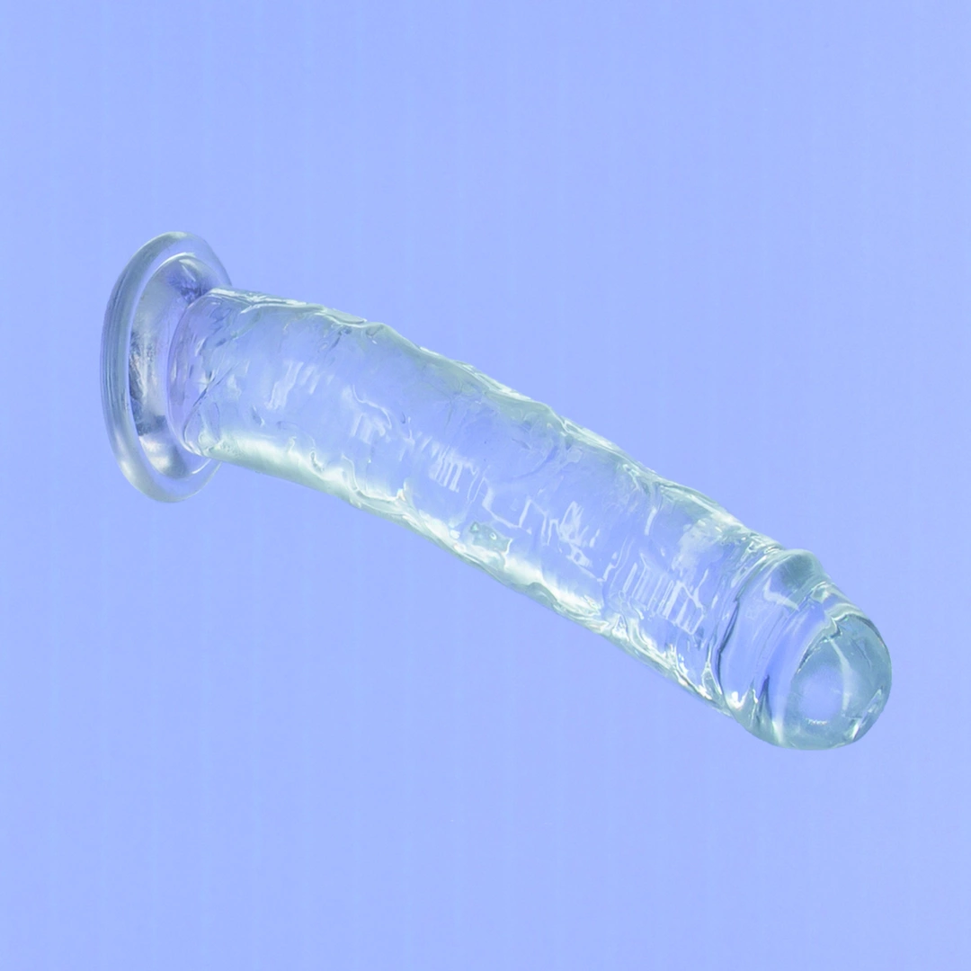 Realistyczne dildo silikonowe do masturbacji przezroczyste z wypukłościami Addiction Crystal 23 cm