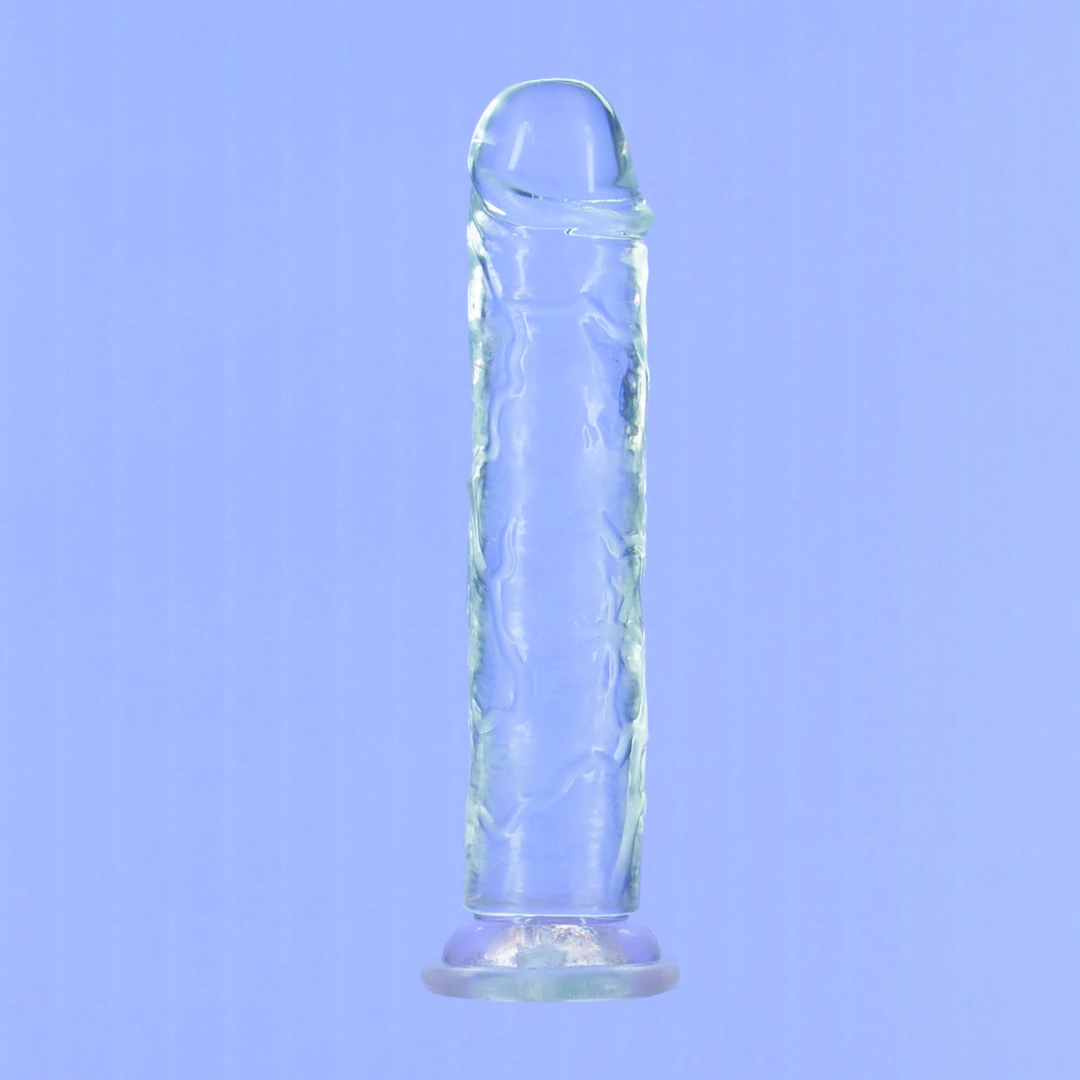 Realistyczne dildo silikonowe do masturbacji przezroczyste z wypukłościami Addiction Crystal 23 cm