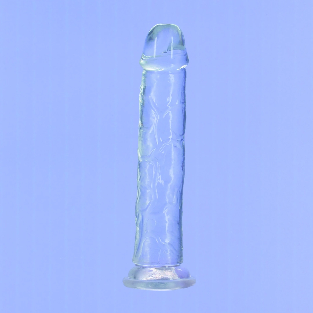 Realistyczne dildo silikonowe do masturbacji przezroczyste z wypukłościami Addiction Crystal 23 cm