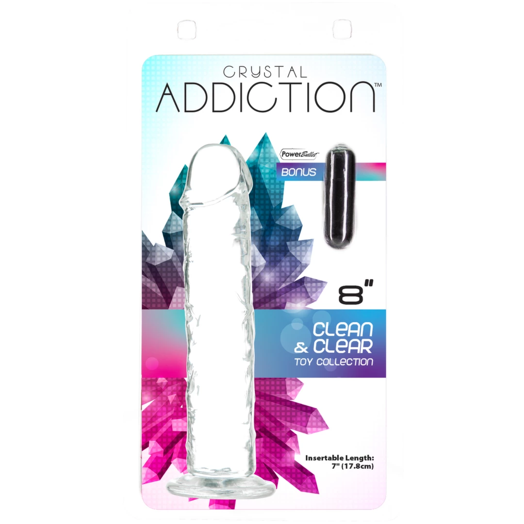 Realistyczne dildo silikonowe do masturbacji przezroczyste z wypukłościami Addiction Crystal 20 cm Realistyczne dildo silikonowe do masturbacji przezroczyste z wypukłościami Addiction Crystal 20 cm