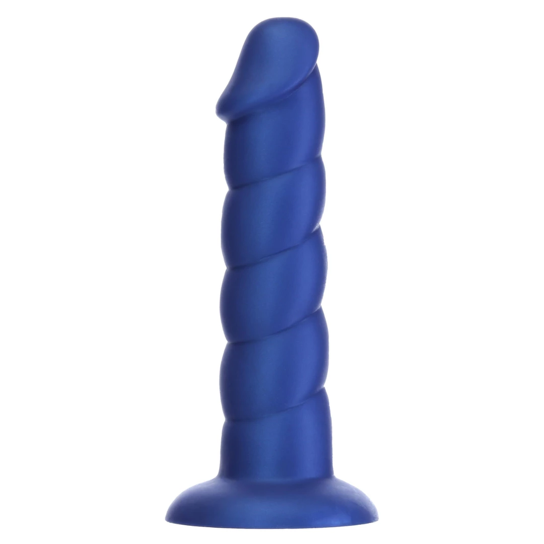 Realistyczne dildo silikonowe do masturbacji niebieskie z wypukłościami Addiction Fantasy 20 cm