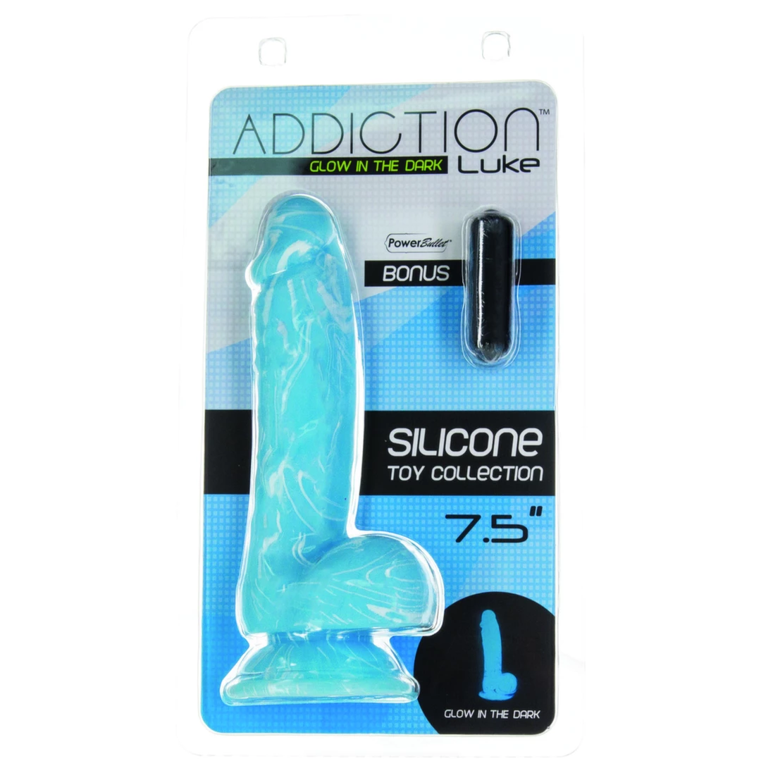 Realistyczne zakrzywione dildo silikonowe do masturbacji w kolorze niebieskim zakrzywione Addiction Luke Dong 19 cm