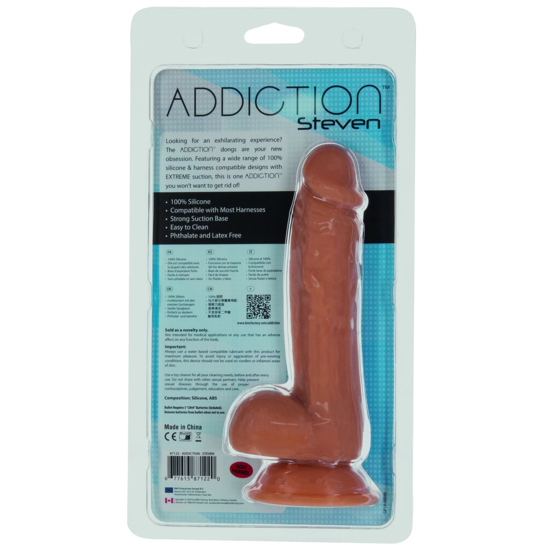 Realistyczne zakrzywione dildo silikonowe do masturbacji w kolorze brązowym Addiction Steven Dong 19 cm Realistyczne zakrzywione dildo silikonowe do masturbacji w kolorze brązowym Addiction Steven Dong 19 cm