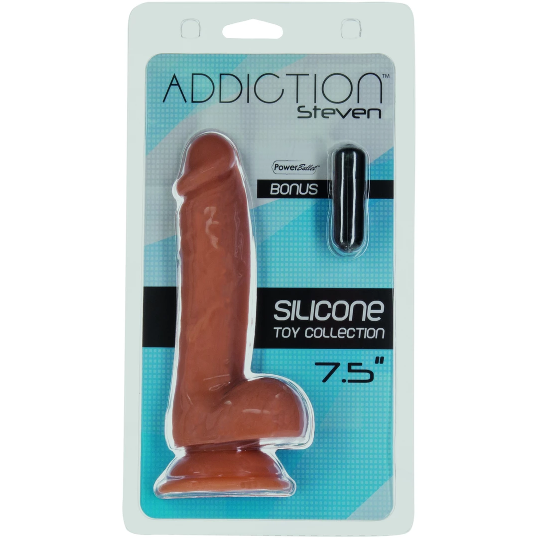 Realistyczne zakrzywione dildo silikonowe do masturbacji w kolorze brązowym Addiction Steven Dong 19 cm Realistyczne zakrzywione dildo silikonowe do masturbacji w kolorze brązowym Addiction Steven Dong 19 cm
