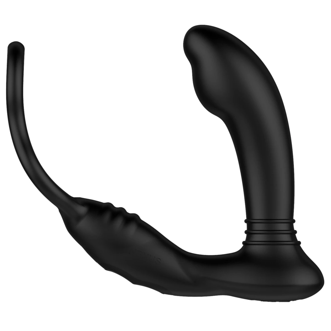 Wibrujący masażer prostaty wykonany z czarnego silikonu z pierścieniem Nexus Simul8 Stroker Edition