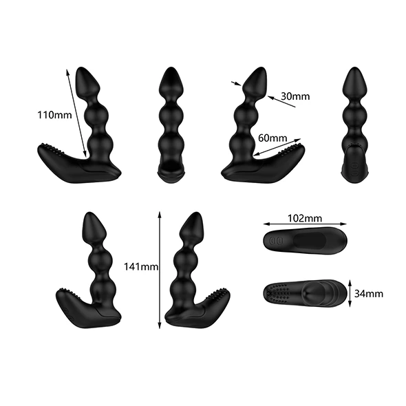 Wibrujący masażer prostaty zakrzywiony z czarnego silikonu z wibracją na łechtaczkę z pilotem zdalnego sterowania Nexus Bendz Prostate