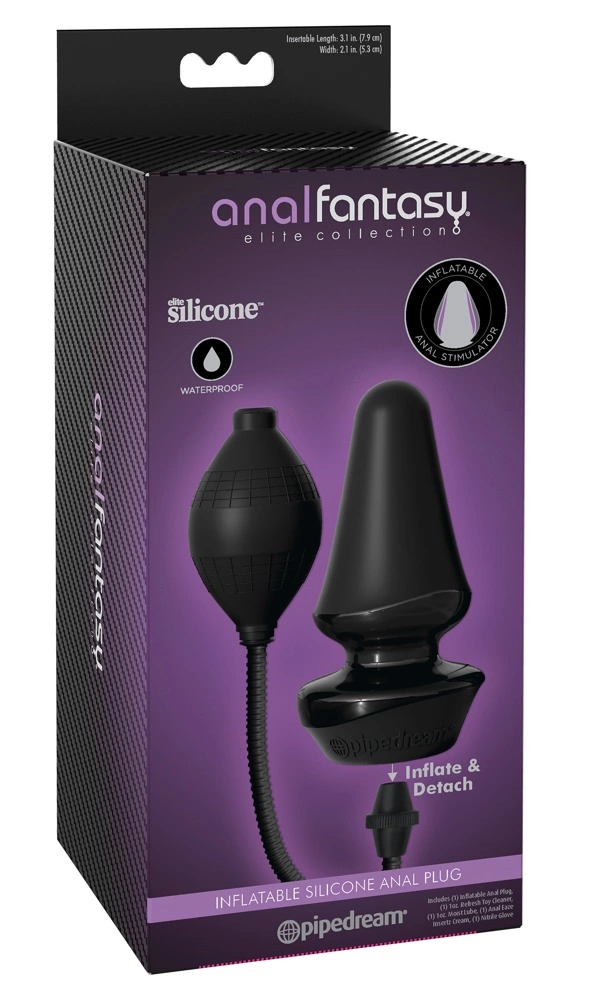 Pompowany korek analny wykonany z czarnego silikonu Anal Fantasy 12 cm