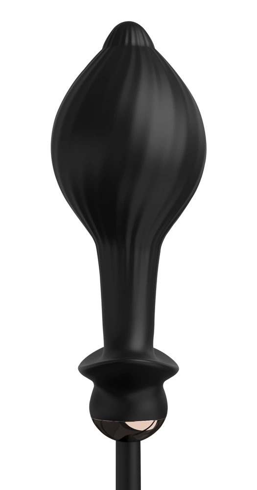 Wibrujący korek analny wykonany z czarnego silikonu z funkcją pompowania Anal Fantasy 13 cm