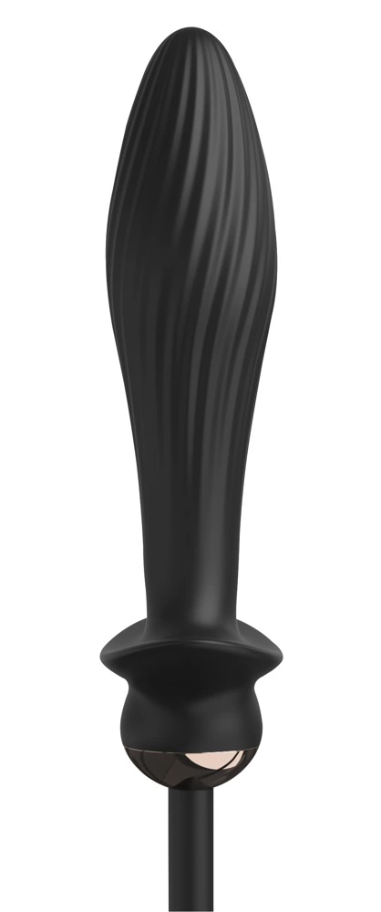 Wibrujący korek analny wykonany z czarnego silikonu z funkcją pompowania Anal Fantasy 13 cm